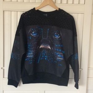 NWT Comm USA Black Print Sweater Sz S